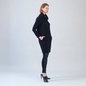 Repeat Cashmere Cowl Turtleneck Tunic Sweater Dress